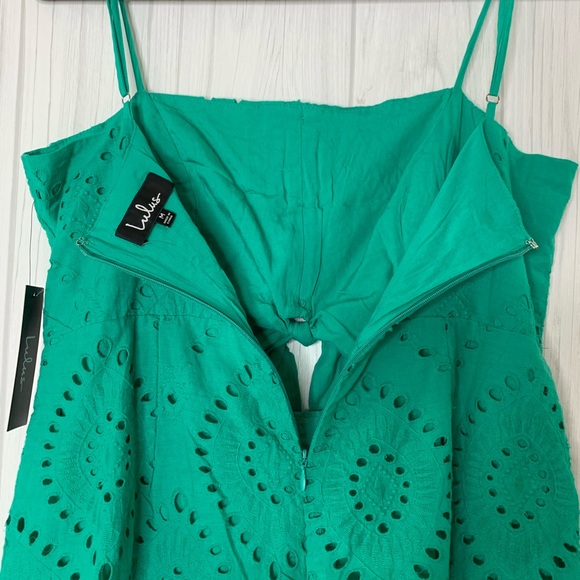 Lulu's Keala Green Tie-Front Eyelet Lace Romper - Picture 5 of 8